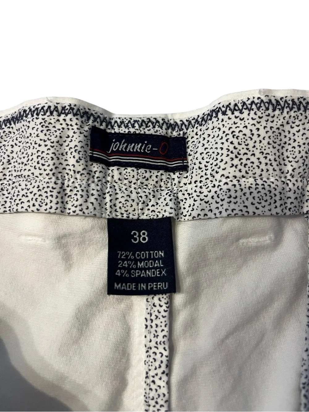 johnnie-O Santiago Stretch White Flat Front Cotton Shorts Sz 38